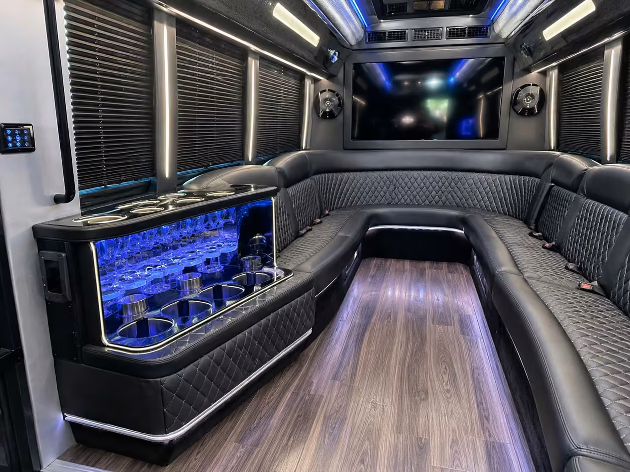 20 passenger party bus interior